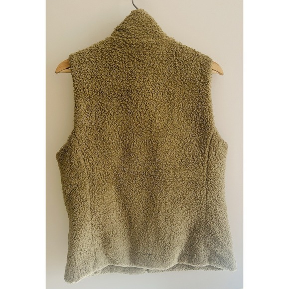 Patagonia Women Vest Beige Los Gatos Sherpa Full Zip Pockets Mock Neck Sz Large - Picture 2 of 14